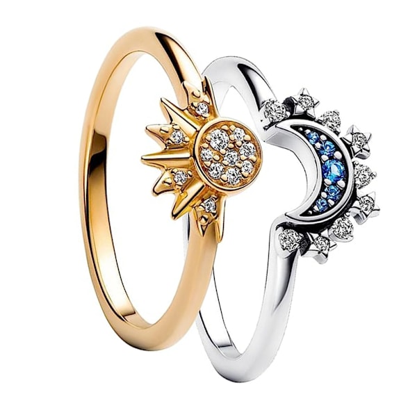 Vennskapsløfte Ring for Kvinner og Jenter 925 Sterling Sølv med Skinnende Sol og Måne Edelsten Smykker Klokker og Solbriller PYR042 7