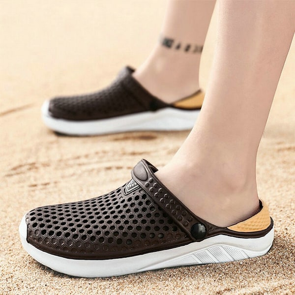 Trendiga herr- och damsandaler för stranden med tjock sula, halkfria tofflor, lätta flip-flops, trädgårdsskor Black 43