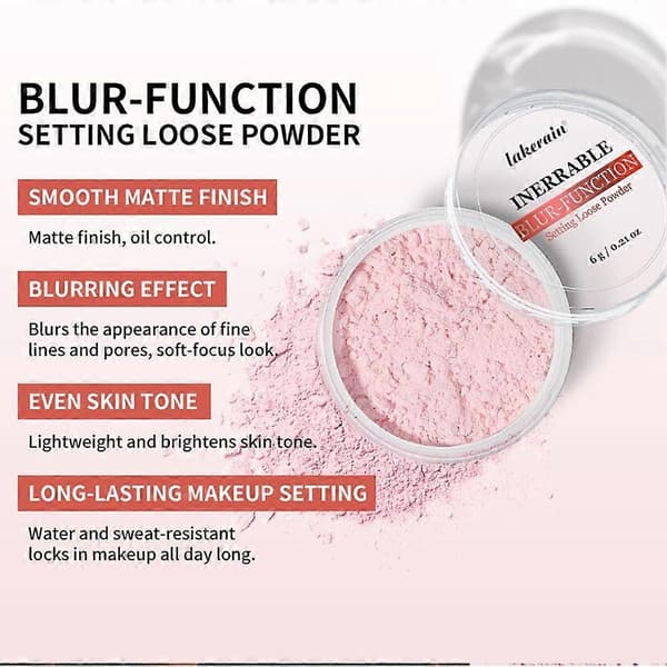 Lakerain Blur Setting Powder, långvarigt, oljekontrollerande, matt smink E3K2 6g DEEP PINK