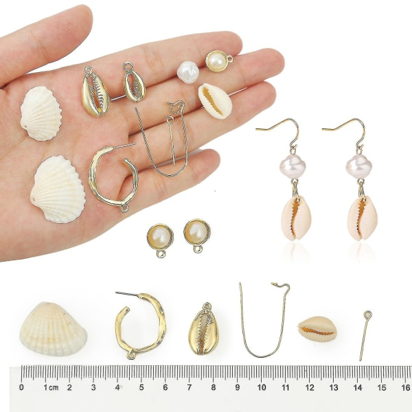 Diy Retro Örhängen Hantverk Set, Olika Örhängen Leder, Pärlor, Hänge Material Tillbehör, Snäckor Set--