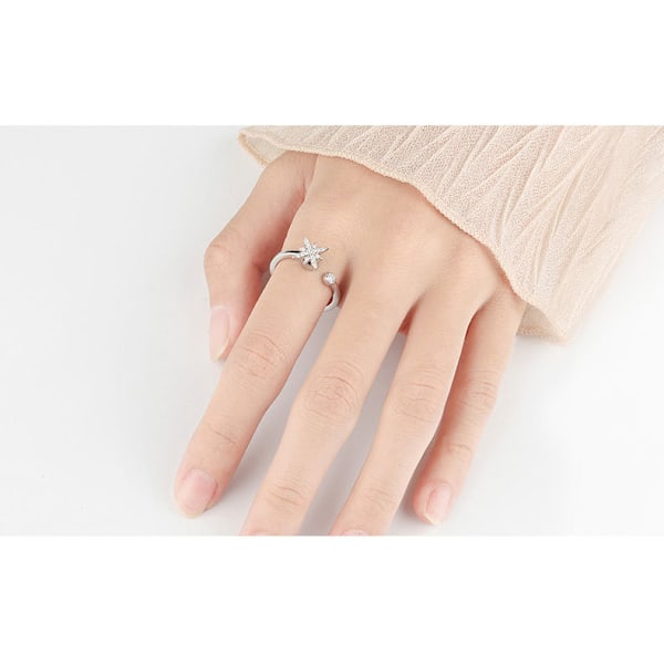 Damer Angstring Fidget Spinner Ring Kubisk Zirkonia Måne Stjerne Blomst Spindende Roterende Bekymringsringe til Stressaflastning Justerbar