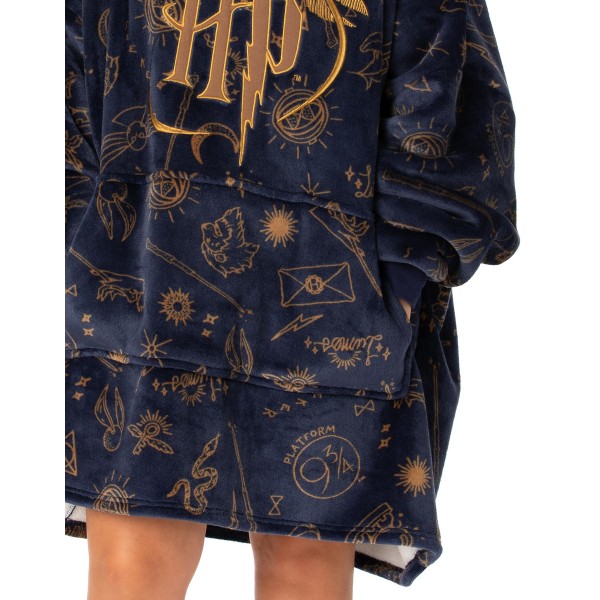 Harry Potter Unisex filt hoodie Blå broderad logotyp