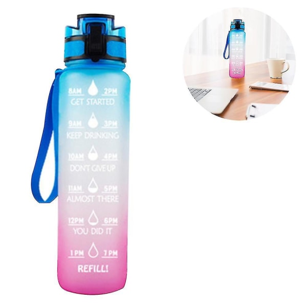Motiverende vandflaske med tidsmarkør og sugerør - Bpa fri og lækagesikker, mattet bærbar genanvendelig fitnesssport (størrelse: stil 2)