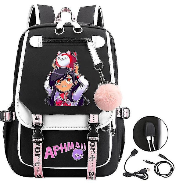 Aphmau Anime Ryggsäck 3d-tryckt Cartoon Oxford Vattentät Full Ball USB Skolväska Pojkar Flickor Studenter Stor Kapacitet Ryggsäck-yvan 8