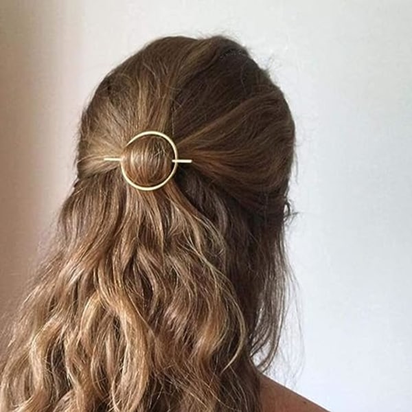 Runda hårspännen Ihåliga cirklar hårspännen Mode Geometriska hårnålar Minimalistiska hårtillbehör Hårsmycken för kvinnor och flickor (guld)
