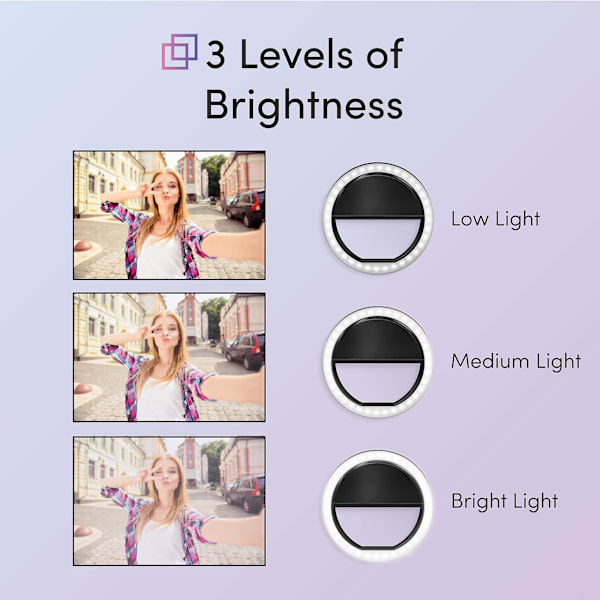 2023 - Selfie Ring Light - Led Videokonferansebelysning Rund Telefonlysring Liten Klips for Iphone, Andr