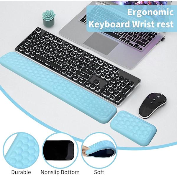 Tangentbordshandledsstöd Set, Ergonomiskt handledsstöd Matta Minnesskum Mus handledsstöd Matta Kudde Halkfri, Smärtlindring - Premium För Gamin