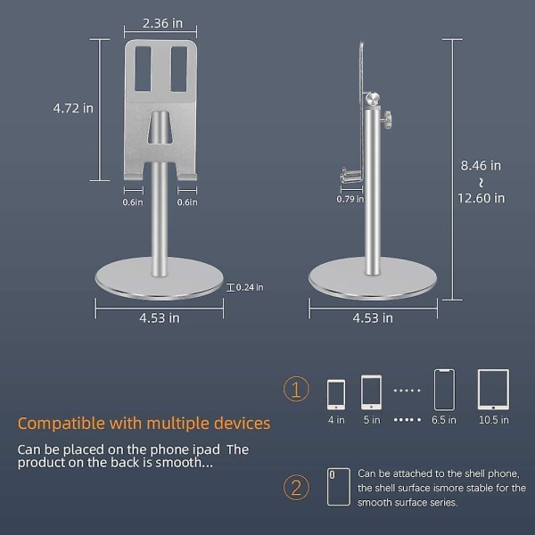 2023 - Cell Phone Stand For Desk, Adjustable Tablet Standportable Cell Phone Stand, Made Of Aluminum