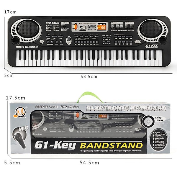Klaverkeyboard 61 Taster Bærbar Multifunktionelt Keyboard Klaverkeyboard Musik Legetøj Organ Med Mikrofon