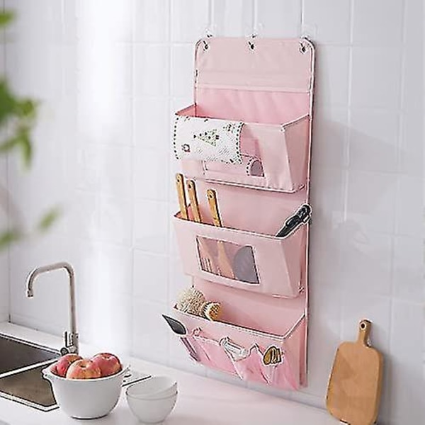 Ripustettava taitettava ripustin pyyhevaippaleluille kaapin ovelle tai seinälle lastenhuoneessa, vaaleanpunainen