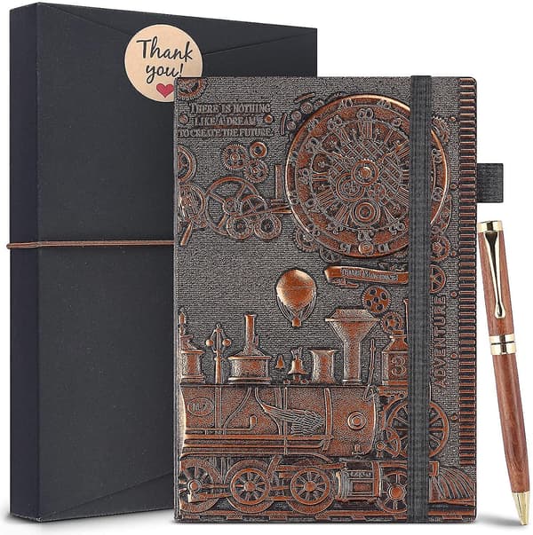 Læder skrivejournal Vintage notesbog med pen
