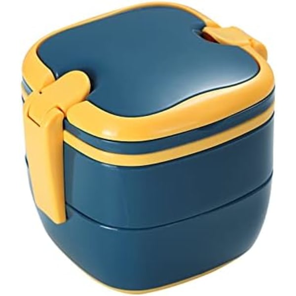 Stabelbar Bento Madpakke，Japansk Creative Bento Box，BPA-fri frokostbeholder indeholder service, mikroovnsikker (Navy)