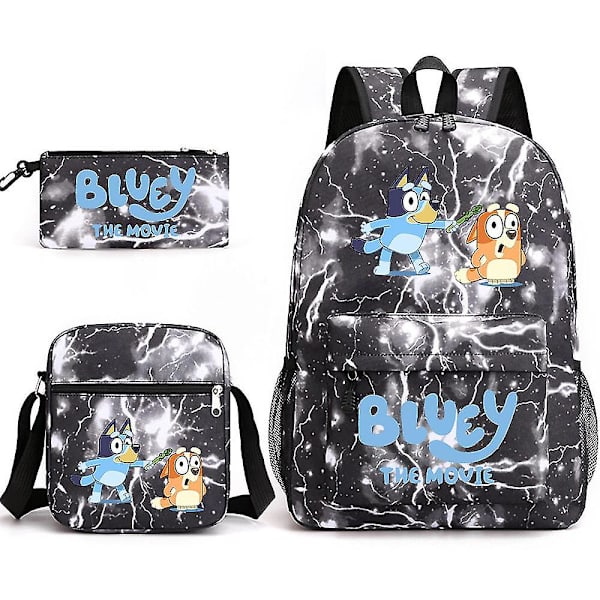 Bluey kolmiosainen koululaukku Lightning Black 2