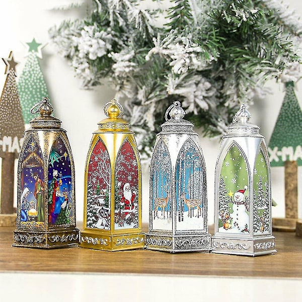 Jul-Lyktor Dekorativa Jul LED Ljusa Vindlykta. (Guld) (1 st)