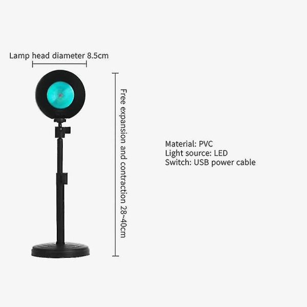 Auringonlaskuprojektorin valo, 360 asteen kiertävä romanttinen LED-yövalo valokuvaus- ja juhlatarkoituksiin (opiskelijamalli - sininen violetti L