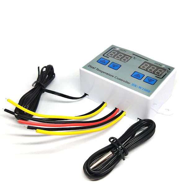 Dobbelt digital termostat temperaturregulator to relæudgang termoregulator til inkubator opvarmning køling Xk-w1088 Dc24v