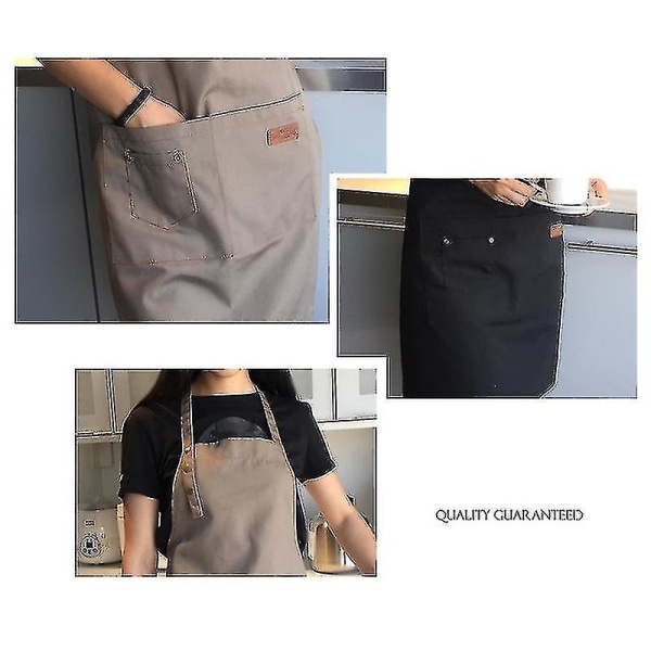 Unisex Förkläde i Canvas, Justerbart Köksförkläde med Bib