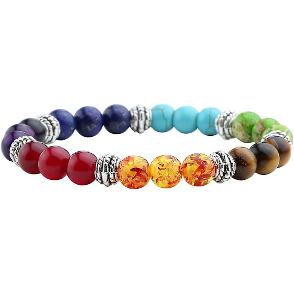 7 Chakra Krystall Edelsten Helbredende Perler Armbånd Til Kvinner Naturlig Stein Yoga Reiki Balanse Mara Meditasjon Perlet Lykke Amulet Stretch Armbånd