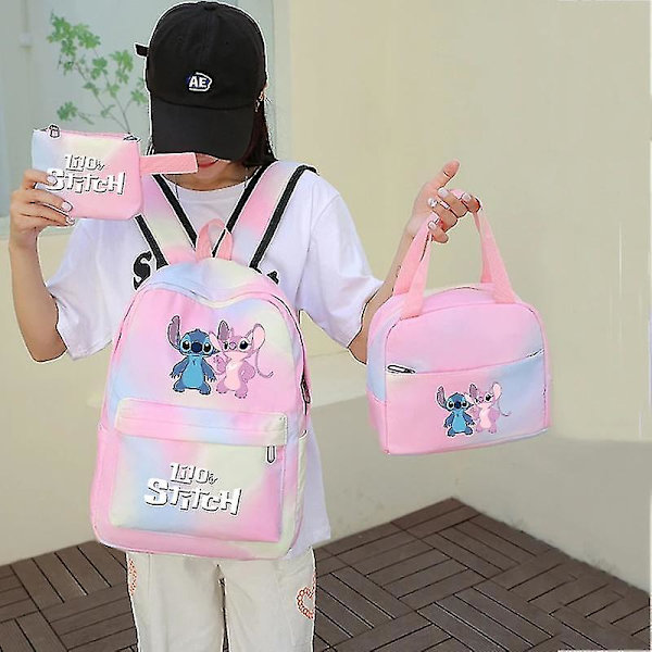 3 st/set Disney Lilo & Stitch skolväska för pojkar och flickor, färgglad ryggsäck med lunchväska, barn, tonåringar, tecknad serie, skolväska, hög kvalitet 3781646 3781630