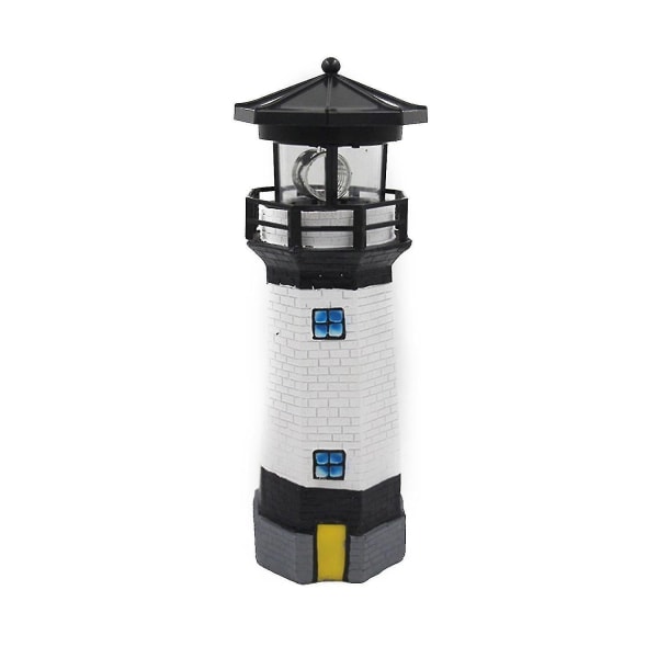 Sort Solar Powered Lighthouse Led Roterende Fyr Hage Light Plen Lampe Dekorativ Patio Z5291