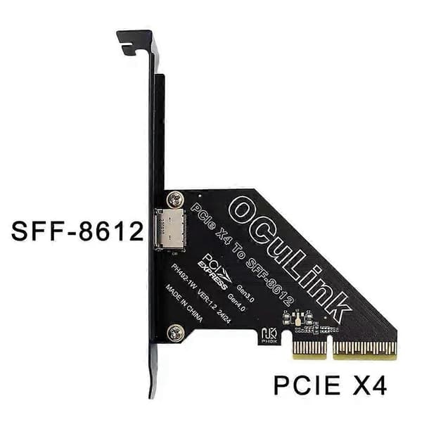 PCIe 4.0 X4 til Oculink SFF8611/8612 utvidelseskort til SFF-8639 U.2 SSD for eksternt grafikkort for Win/Linux Black