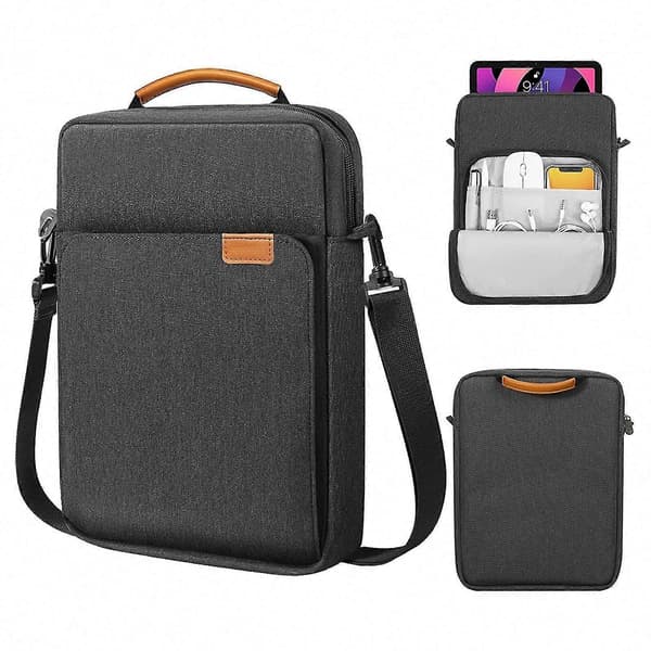 9-11 tommer tablet sleeve taske med skulderrem til og Android Pads Black Grey