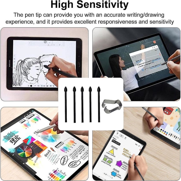 Galaxy Tab S6/S7 Penn-spisser, 10/20/S Penn-spisser, 5x Hvite Erstatning Touch Stylus-spisser Stylus Penn-spisser Touch Stylus Med Fjerning Verktøy