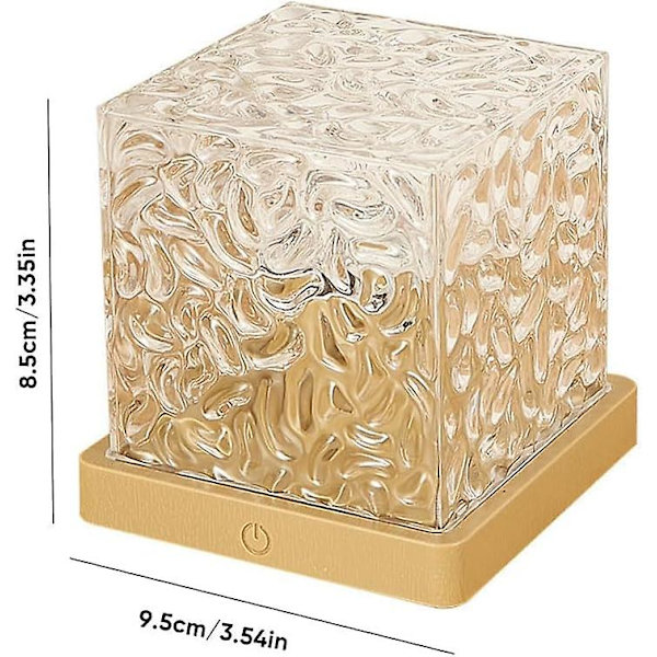 Himmelsk Vandlampe, Nordlys Cube Midnight Aura Lampe, 16 Farver Dynamisk Vandbølge Natlys med Fjernbetjening, Genopladelig