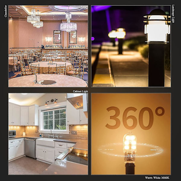 G4 LED 2W pære, 200lm, AC/DC 12V lyspærer tilsvarende 20W halogen, varm hvit 3000k, ikke-dimbar, erstatning for hette
