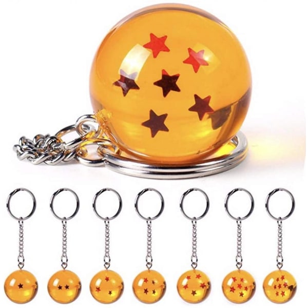 7 pakke Dragon Ball Star Akryl nøkkelringer 2,7 cm Crystal Play Ball 7 stjerner Anime nøkkelring anheng Anime samleobjekter Ideell gave til barn Bday Gift Dbz Fu