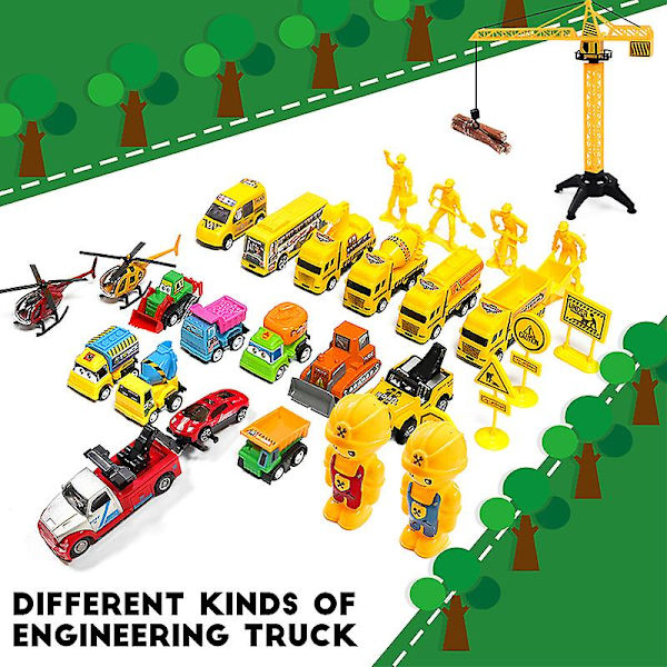 Bilar Adventskalender för barn pojkar 2023 Jul, 24 Pull Back Fordon Playsets Med Kran Helikopter Traktor Konstruktion Tru
