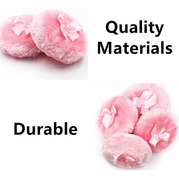 Fluffy plysj pudderpuff, myk ansikt pudderpuff sløyfe tørr pudderpuff, 4 stk