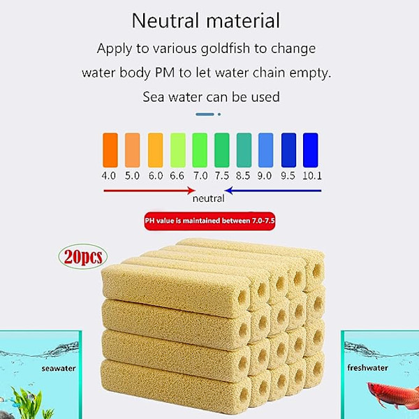 Akvarium Filter Media Akvarium Bio Balls Filter Media Kultiverer Nitrificerende Bakterier Ferskvand/Saltvand Biologisk Filtration (20 STK) (Rektangel)