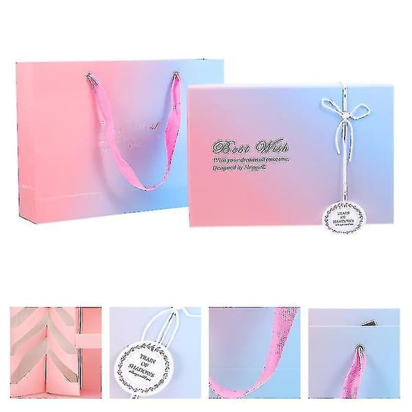 23x15,5x4,5cm Gradient Gaveposer 2stk Gradient Farve Sqaure Box Bærbar Snack Box Gave Opbevaring Tote