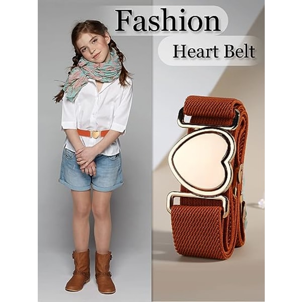 3 Pieces Girl Belts Kids Elastic Stretch Belt Adjustable Stretch Belts Elastic Heart Kids Belt for Girls