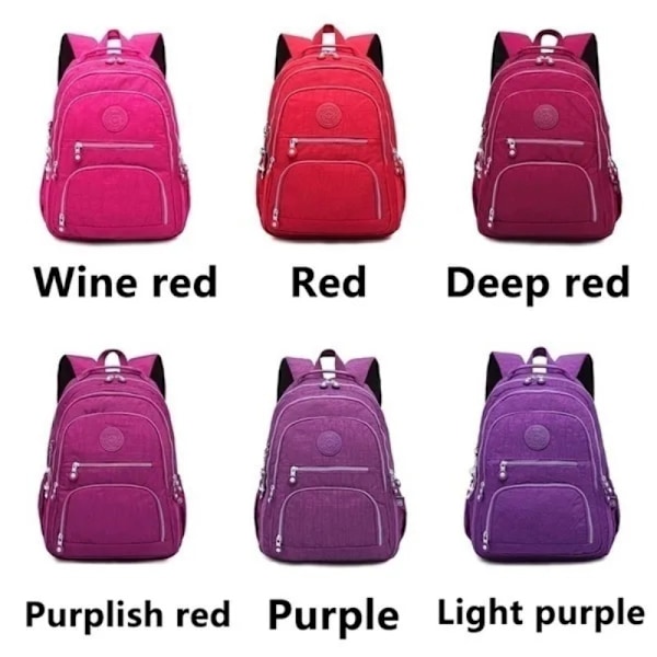 Klassisk tonårsryggsäck i nylon, casual reseryggsäck, skolväska för män och kvinnor, nytt mode Deep red