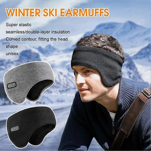 Vinter Ski Høretelefoner, Dobbeltlags Varme Hovedmonterede Høretelefoner G8H2 Gray 1pcs