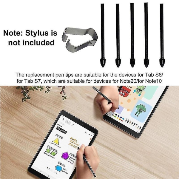 5 stk Stylus-etterfyllinger, erstatningsspiss for berøringspenn, erstatningsspiss for Galaxy Note20/note10/tab S6/t