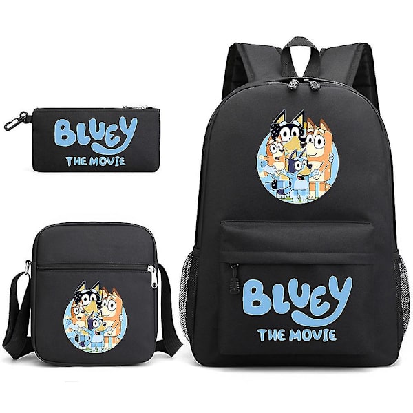 Bluey kolmiosainen koululaukku Black 5