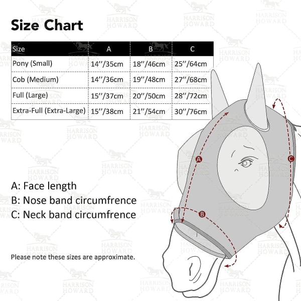 Superior Comfort -hevosperhonaamio pehmeällä mesh -UV-suojalla hevoshevosen laukkaalle