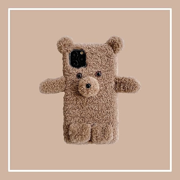 Sööt Karu Pehme Plush Puhelimen Kotelo iPhone 12Mini Pro Max 7 8 Plus XR XS 11Pro Max Silikoninen Pehmeä Takakannen, Vaaleanruskea, iPhone12:lle