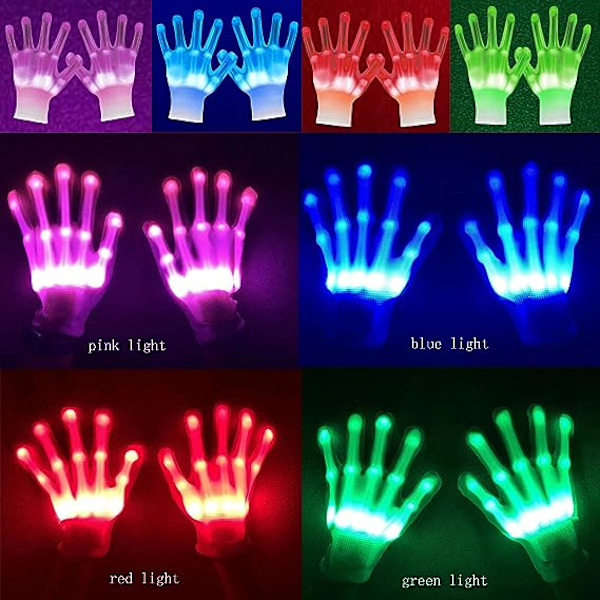 LED-hansker, lys opp hansker fingerlys fargerike blinkende LED-hansker barn kule leker til jul Halloween Clubbing Party