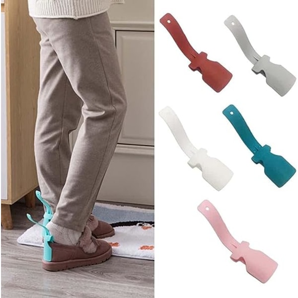 Lazy Shoes Helper,Sock Sl ider Handled Shoe Horn Shoe Lifting Helper Easy on & Off for Seniors Elderly Disabled Plastic Shoehorn Fits All Shoes(Blue)