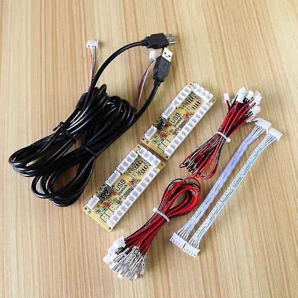 2x Zero Delay Arcade Kit USB Encoder Kompatibel med 5-polet Joystick & 2,8 mm Knap