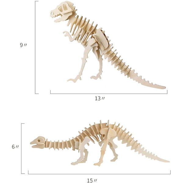 Dinosaur Puslespil i Træ med DIY Modeller Sæt Hjernepuslespil Legetøj 6 stk