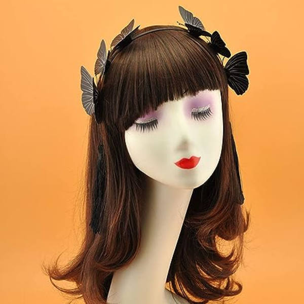 Perhonen Pääpanta Gootti Hiuspannan Halloween Lolita Musta Pääkatteet Naisille Hiusten Asuste Gootti Vintage Cosplay Party Hiusten Asusteet