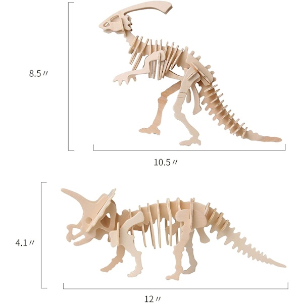 Dinosaur Puslespil i Træ med DIY Modeller Sæt Hjernepuslespil Legetøj 6 stk