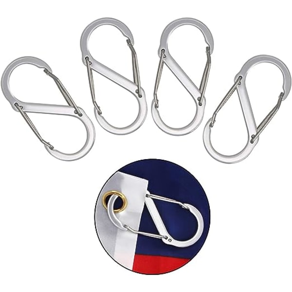 Flaggfästen Snaps Hook, Aluminiumlegering Flaggstångsklämmor, Flaggmaskinvara, Flaggstångstillbehör, Fäst Flaggöljetter till Fallrep (4 st)