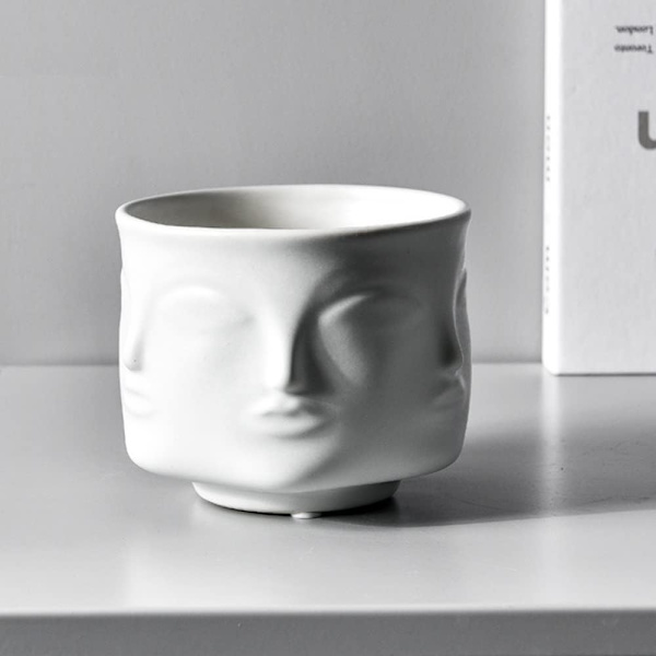 Ansigtsformet Vase Keramik Plantepot Hoved Ansigt Moderne Indendørs Blomster Plantepot Kreativ Menneskelig Ansigt Statue Dekoration Blomsterpot Soveværelse