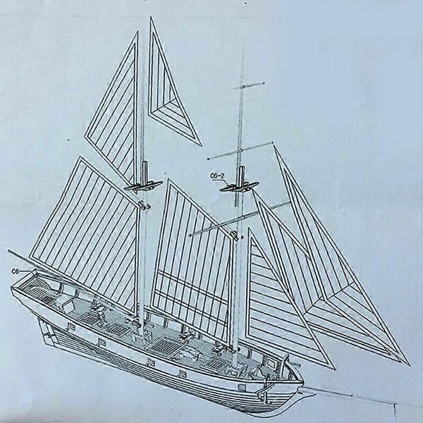 1:100 Halcon Seilbåtmodell i tre DIY Kit Skipmontering Dekorasjonsgave